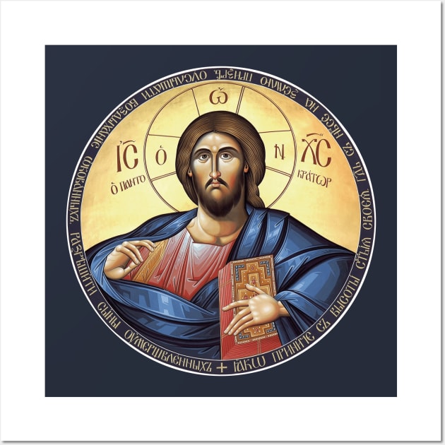 Jesus Christ Pantocrator Orthodox Icon Wall Art by Beltschazar